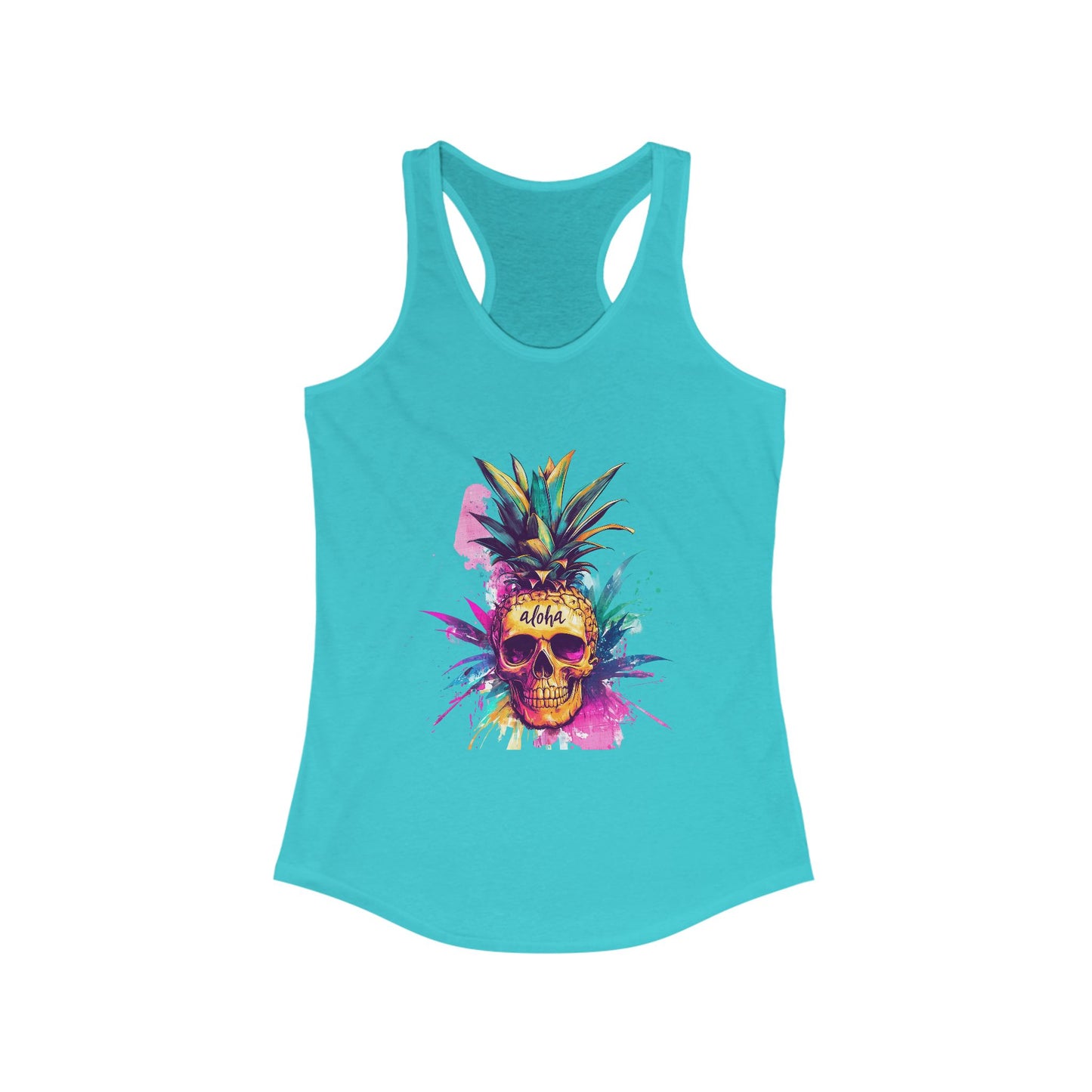 Racerback Tank - Pineapple Skull 80's Print Women's Tank Top