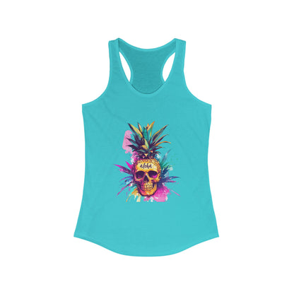 Racerback Tank - Pineapple Skull 80's Print Women's Tank Top