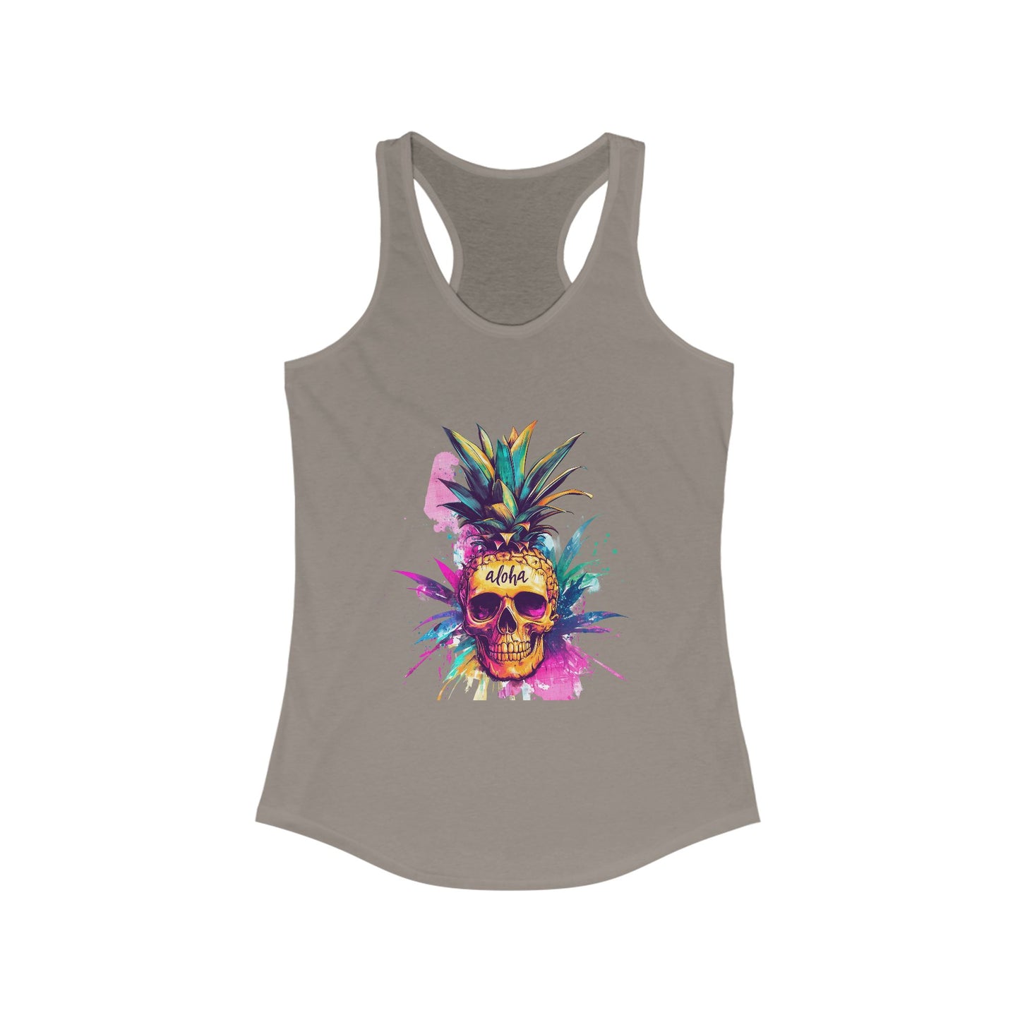 Racerback Tank - Pineapple Skull 80's Print Women's Tank Top