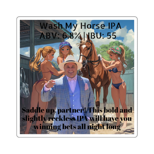 Wash My Horse IPA Square Stickers - Fun Vintage Art for Horse Lovers & Beer Enthusiasts