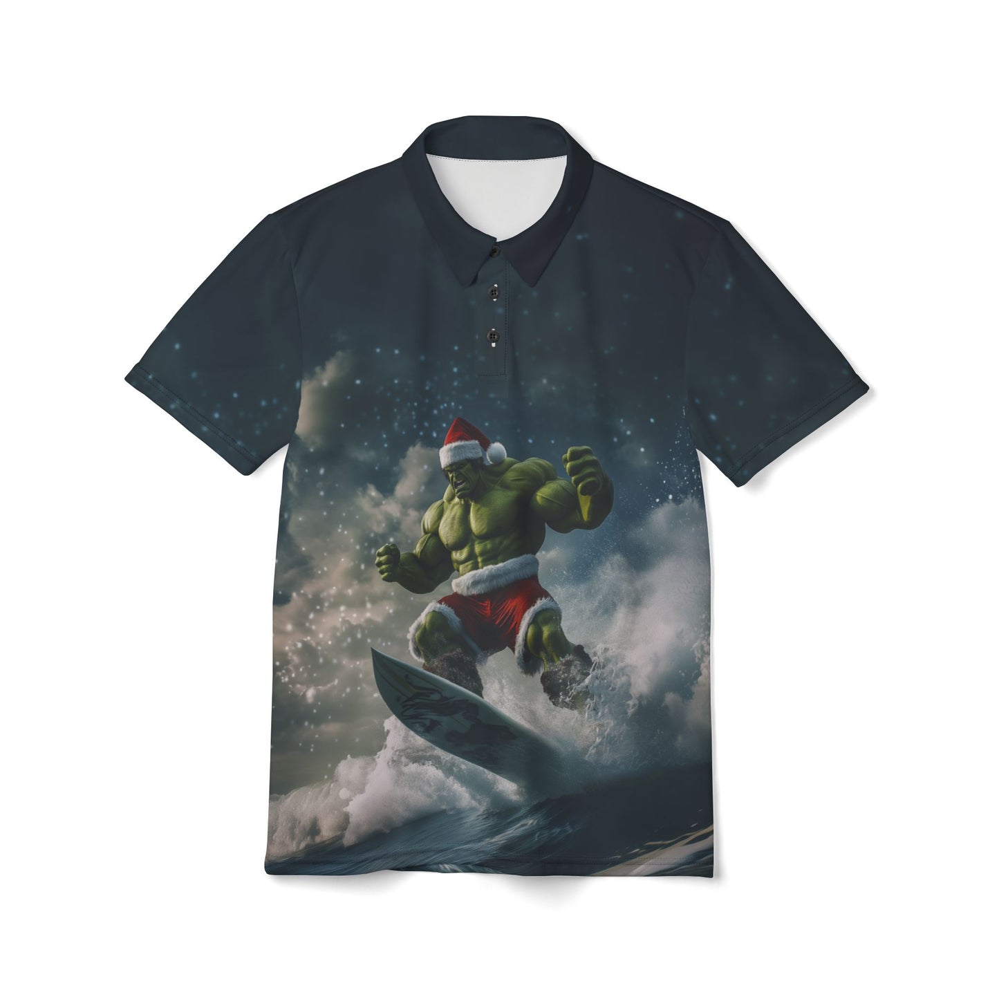 Surfing Hulk Santa Unisex Polo Shirt