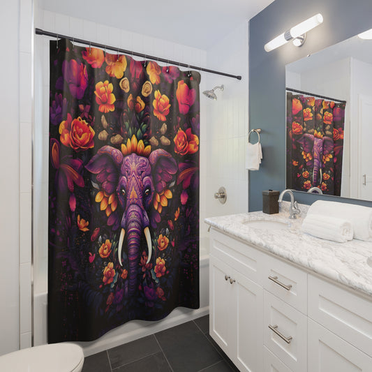 Elephant Flower Shower Curtain