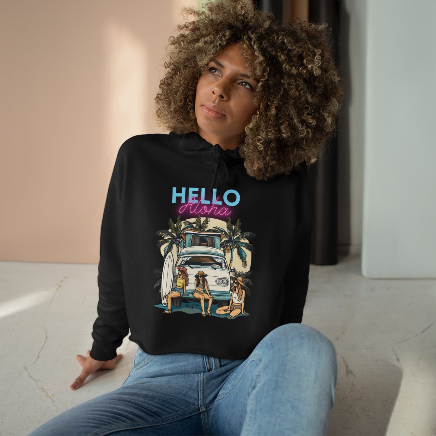 Crop Hoodie - Hello Aloha