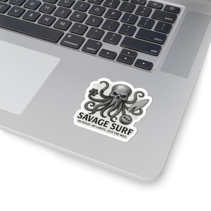 Surf Octopus Kiss-Cut Stickers | Summer Vibe, Laptop Decor, USA Pride