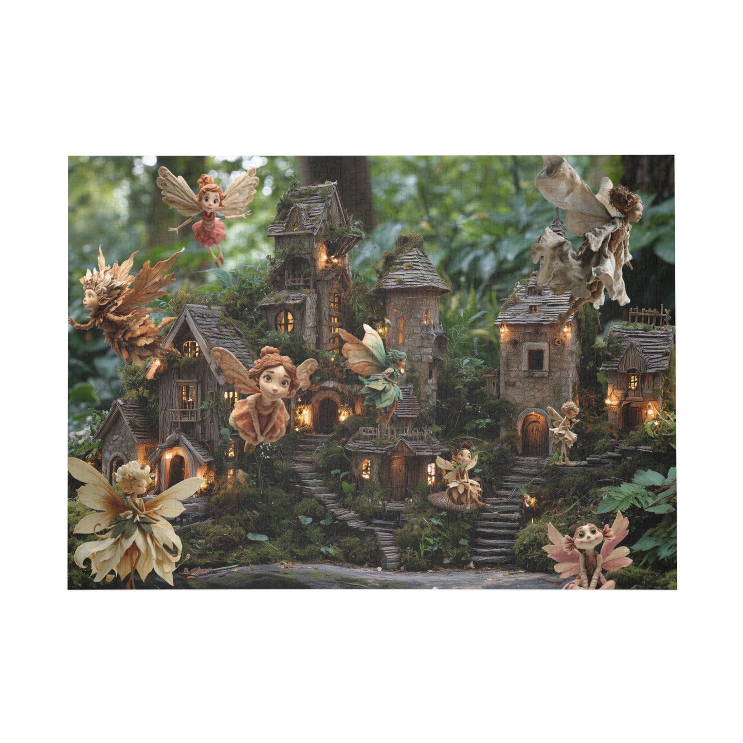 Fairy Village Jigsaw Puzzle — Enchanted Woodland 252/500/1000-Piece