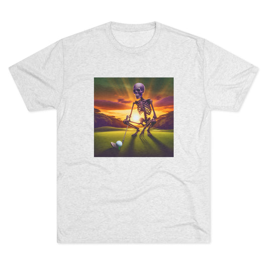 Skeleton Golf Tri-Blend Tee - Sunset Time Golfer Shirt