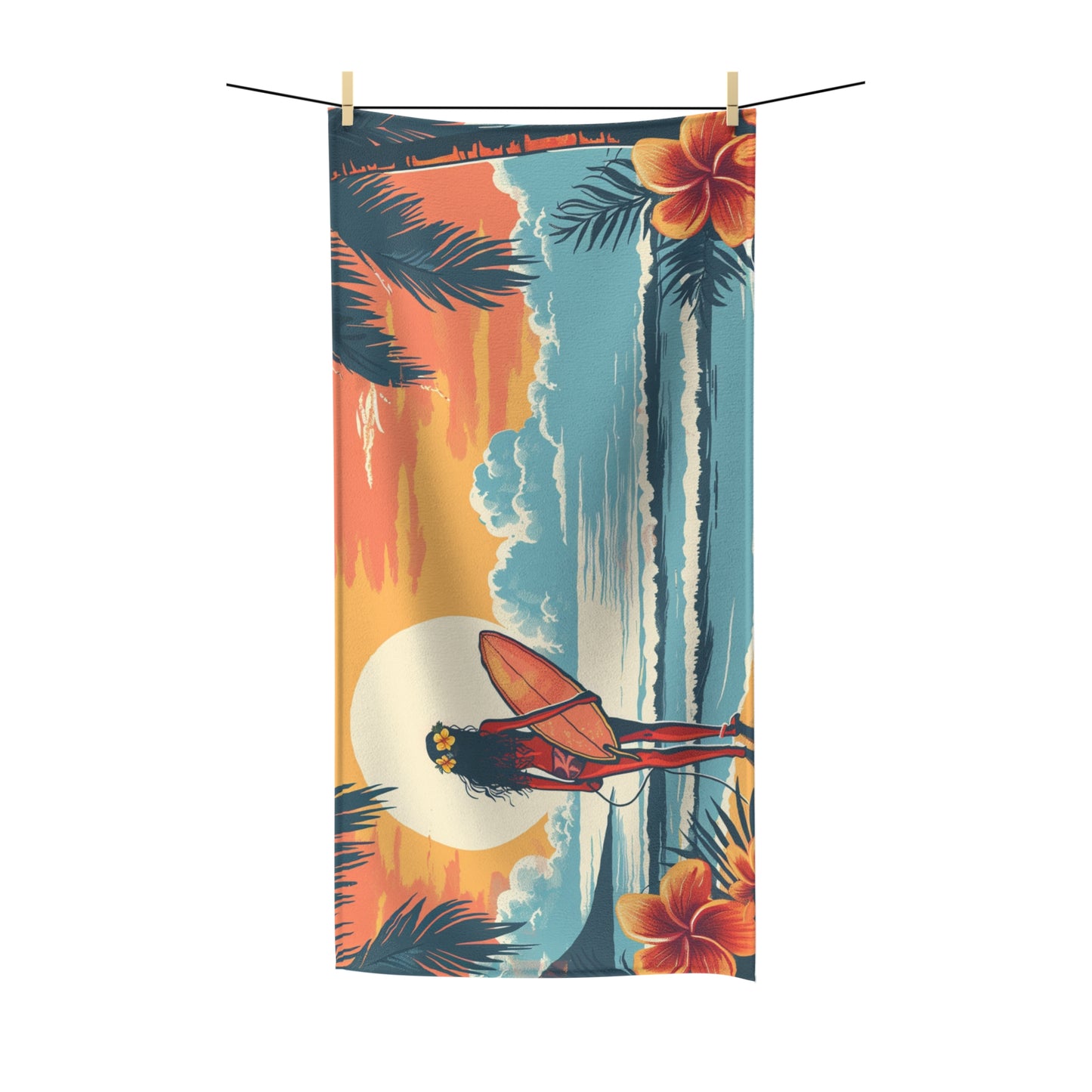 Hawaiian Sunset Hula Polycotton Towel - Beach & Pool Essential V2