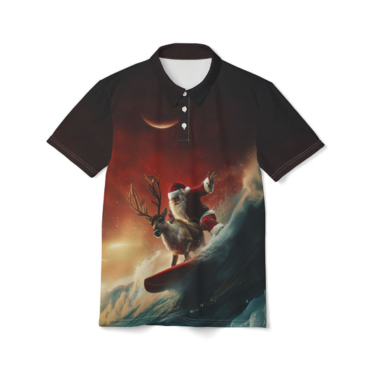 Surfing Santa Polo Shirt - Awesome Holiday Design