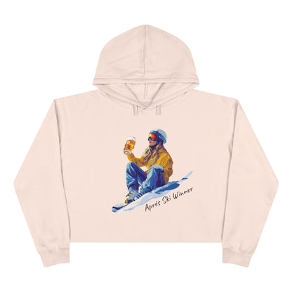 Crop Hoodie - Apres Ski Winner - White and