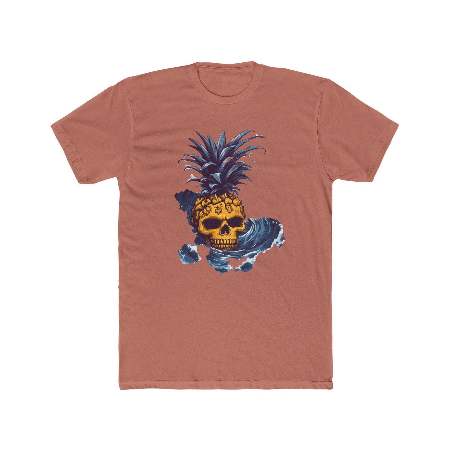 Cotton Tee - Pineapple Skull in Big Wave Design