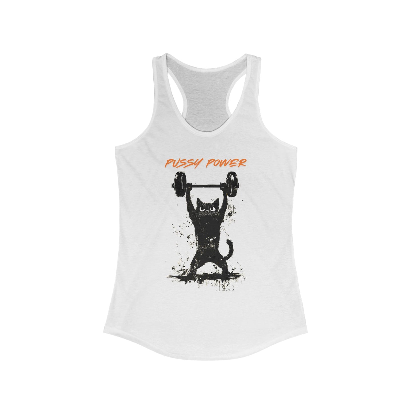 Tank Top Cat Lifting Weights Racerback Tank - Pussy Cat Power Women's Apparel