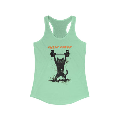 Tank Top Cat Lifting Weights Racerback Tank - Pussy Cat Power Women's Apparel