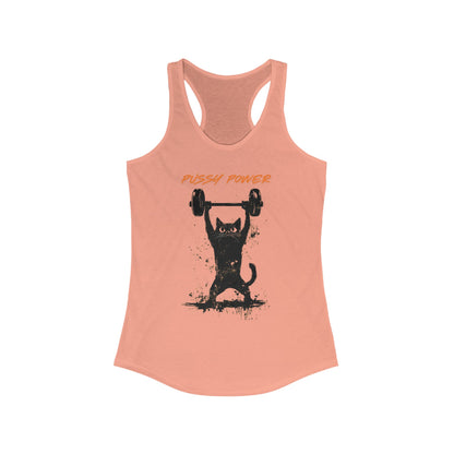 Tank Top Cat Lifting Weights Racerback Tank - Pussy Cat Power Women's Apparel