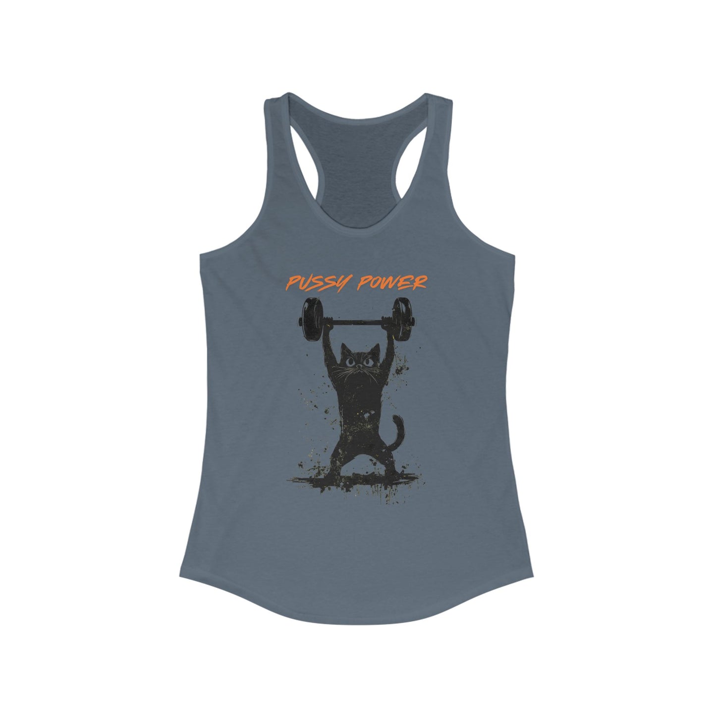 Tank Top Cat Lifting Weights Racerback Tank - Pussy Cat Power Women's Apparel