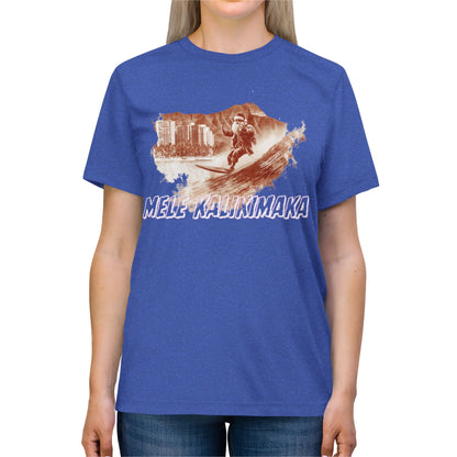 Surfing Santa Christmas Triblend Tee - Mele Kalikimaka Waikiki