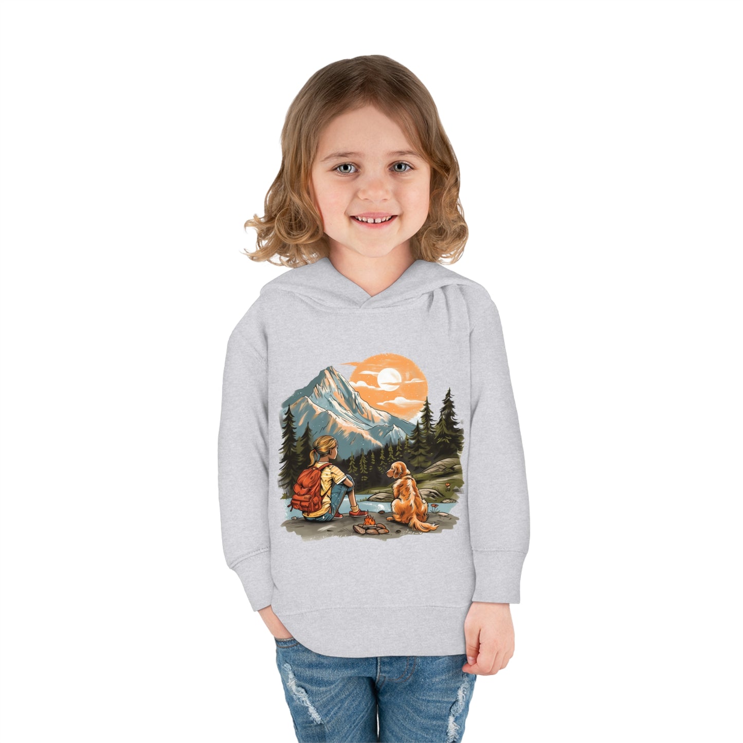 Toddler Pullover Fleece Hoodie - Girl and her golden