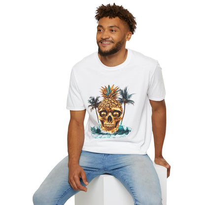 Unique Golf Tshirt - Pineapple Skull With Gold Golf ball Eyes V10