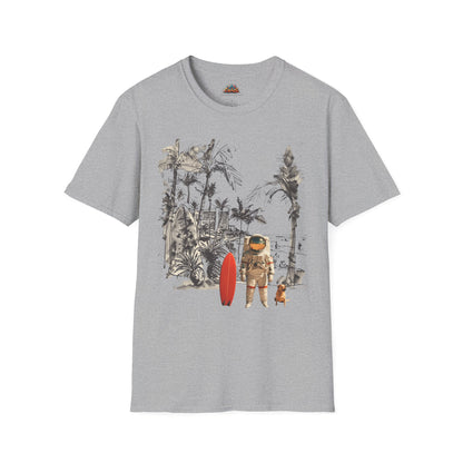 Soft 100% Ring-Spun Cotton - Tropical T-Shirt Collection - Artsy Designs Beach Astronaut V1