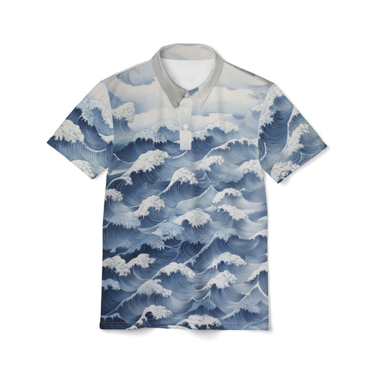 Wave Print Polo Shirt