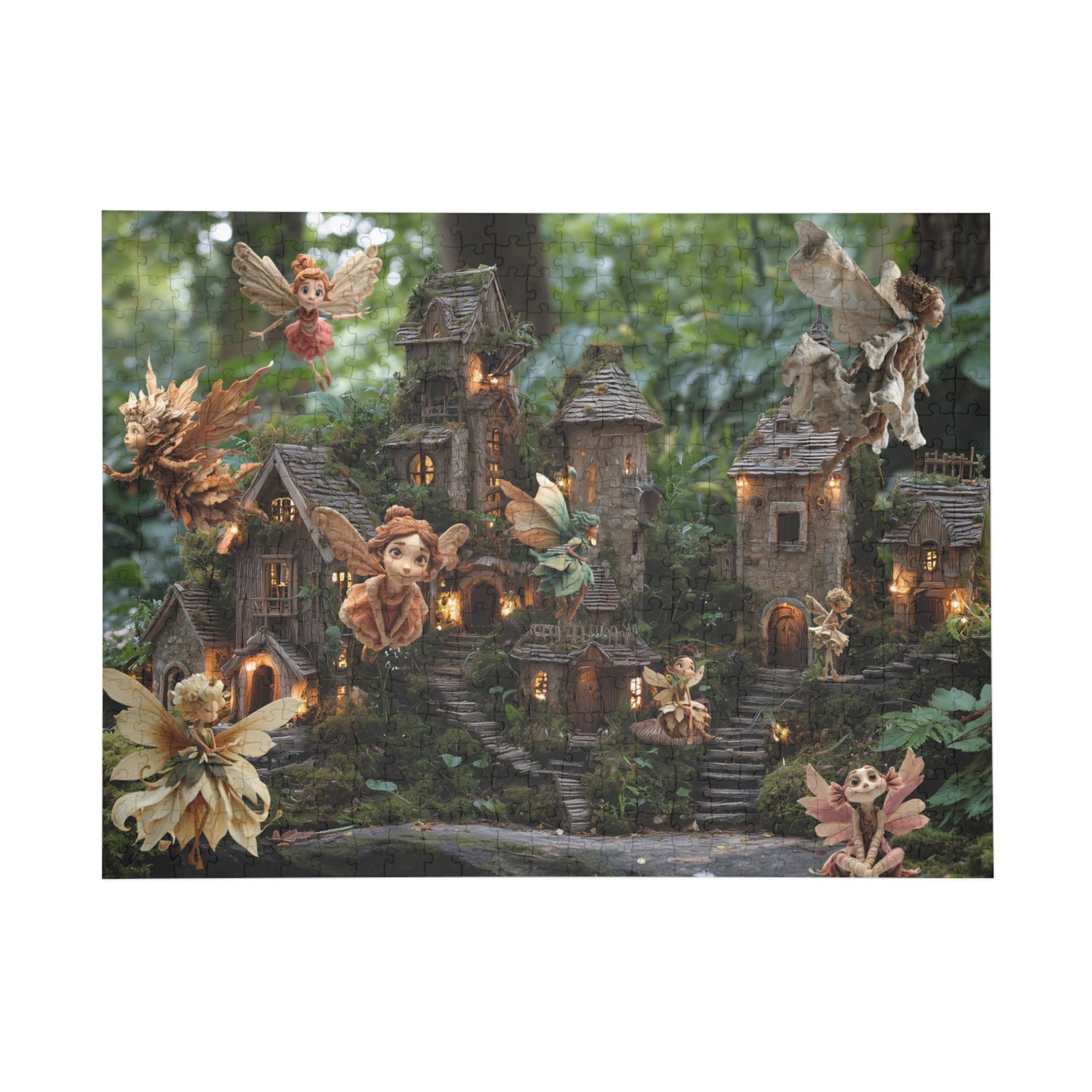 Fairy Village Jigsaw Puzzle — Enchanted Woodland 252/500/1000-Piece