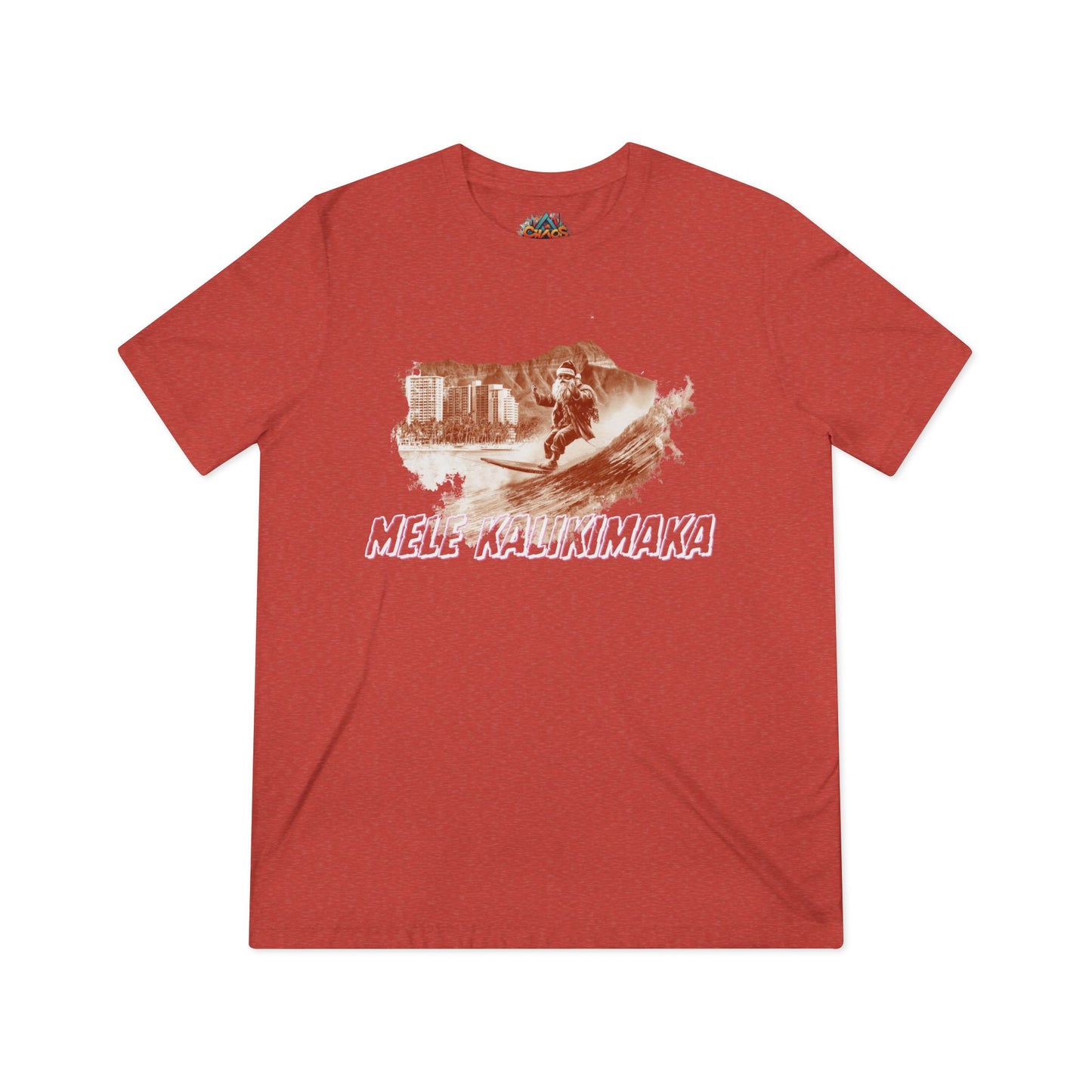 Surfing Santa Christmas Triblend Tee - Mele Kalikimaka Waikiki
