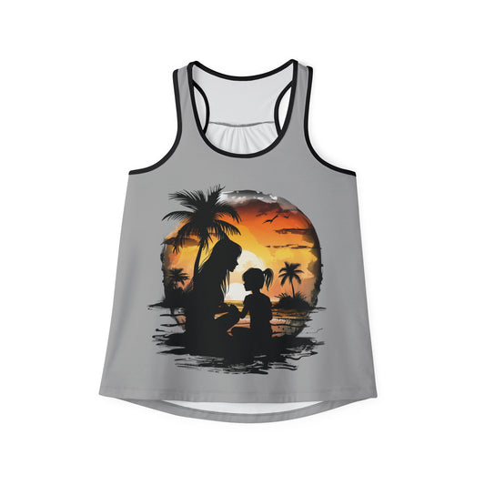 USA - Women's Tank Top (AOP) - Mommy and Me at the Beach