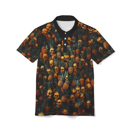 Polo Shirt with Edgy Pineapple Skull Design