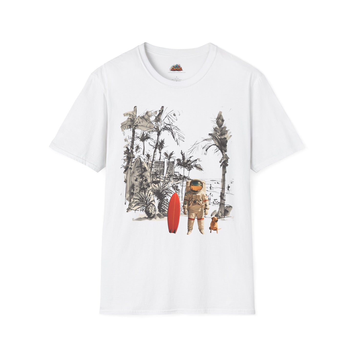 Soft 100% Ring-Spun Cotton - Tropical T-Shirt Collection - Artsy Designs Beach Astronaut V1