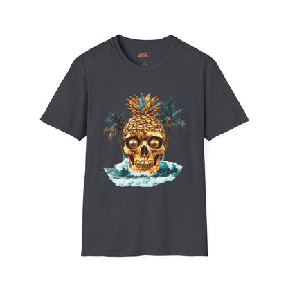 Unique Golf Tshirt - Pineapple Skull With Gold Golf ball Eyes V10