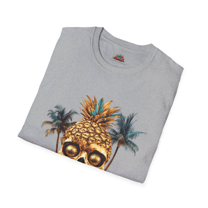 Unique Golf Tshirt - Pineapple Skull With Gold Golf ball Eyes V10