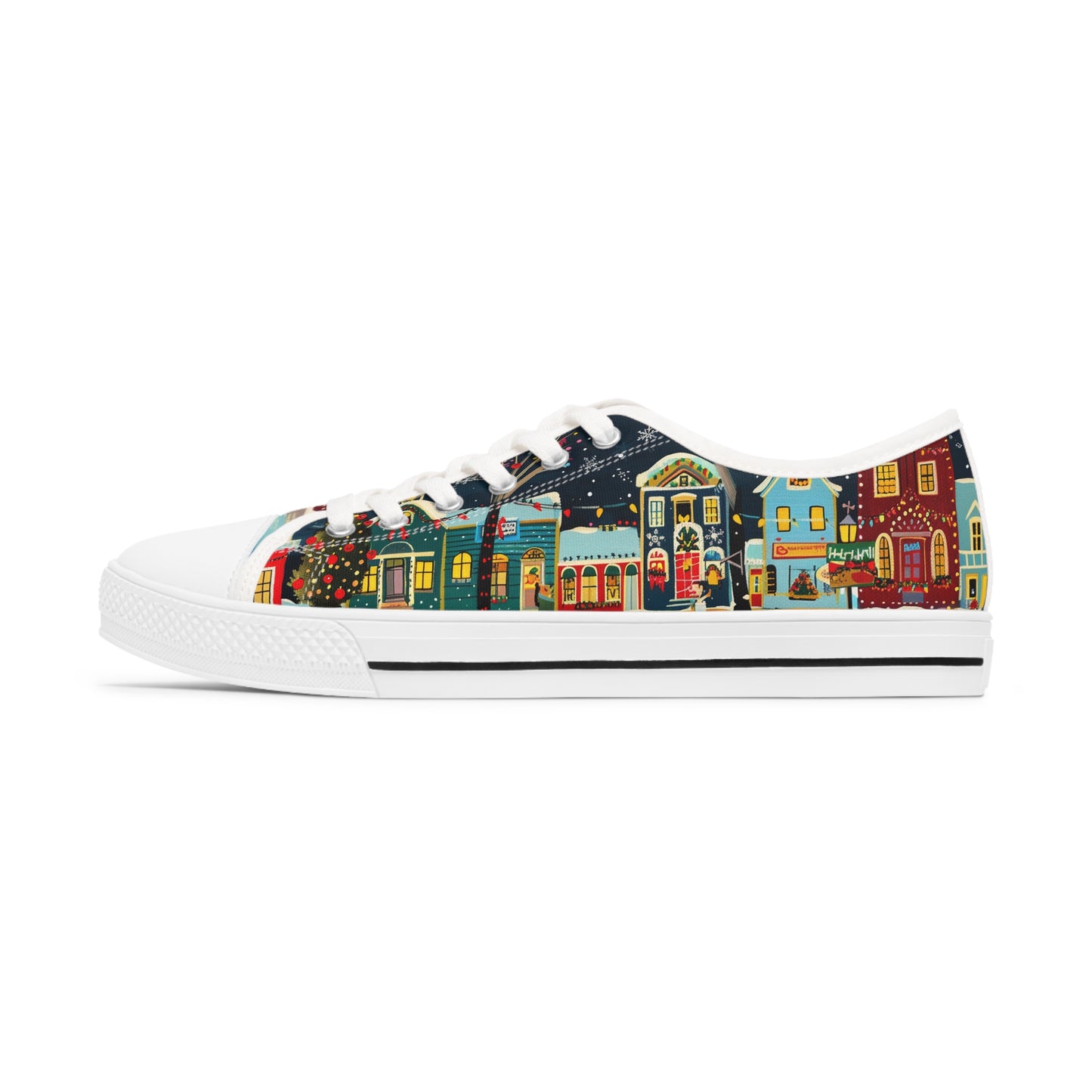 Women's Low Top Sneakers - Christmas Village 3