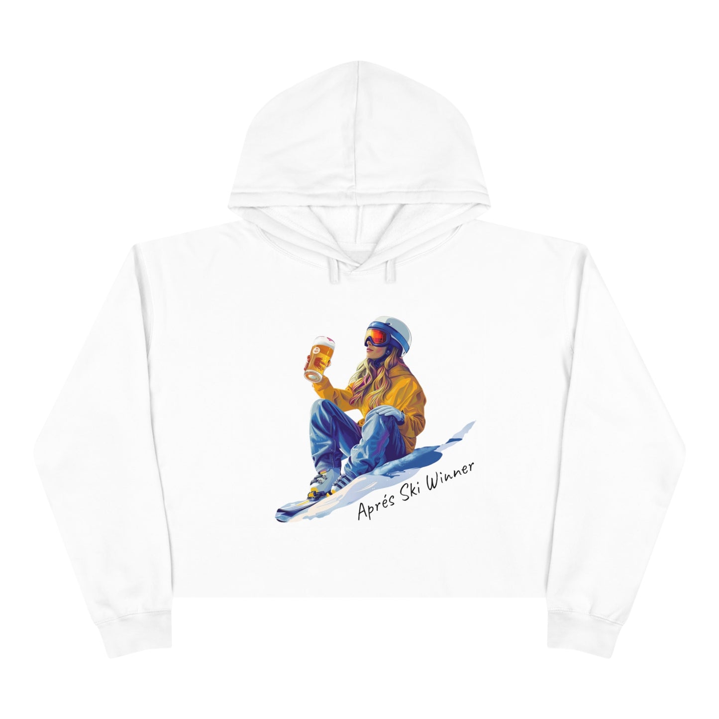 Crop Hoodie - Apres Ski Winner - White and