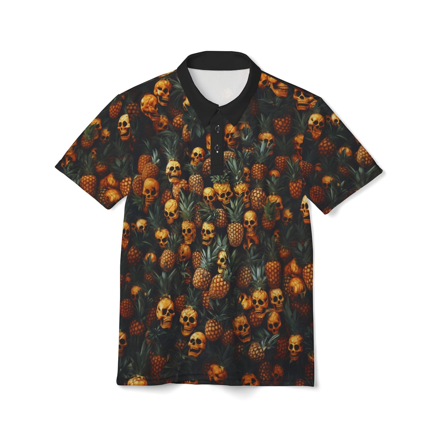 Polo Shirt with Edgy Pineapple Skull Design